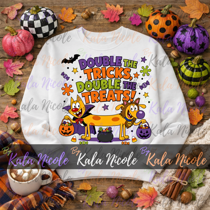 90s Cartoon Double the Treats Halloween PNG