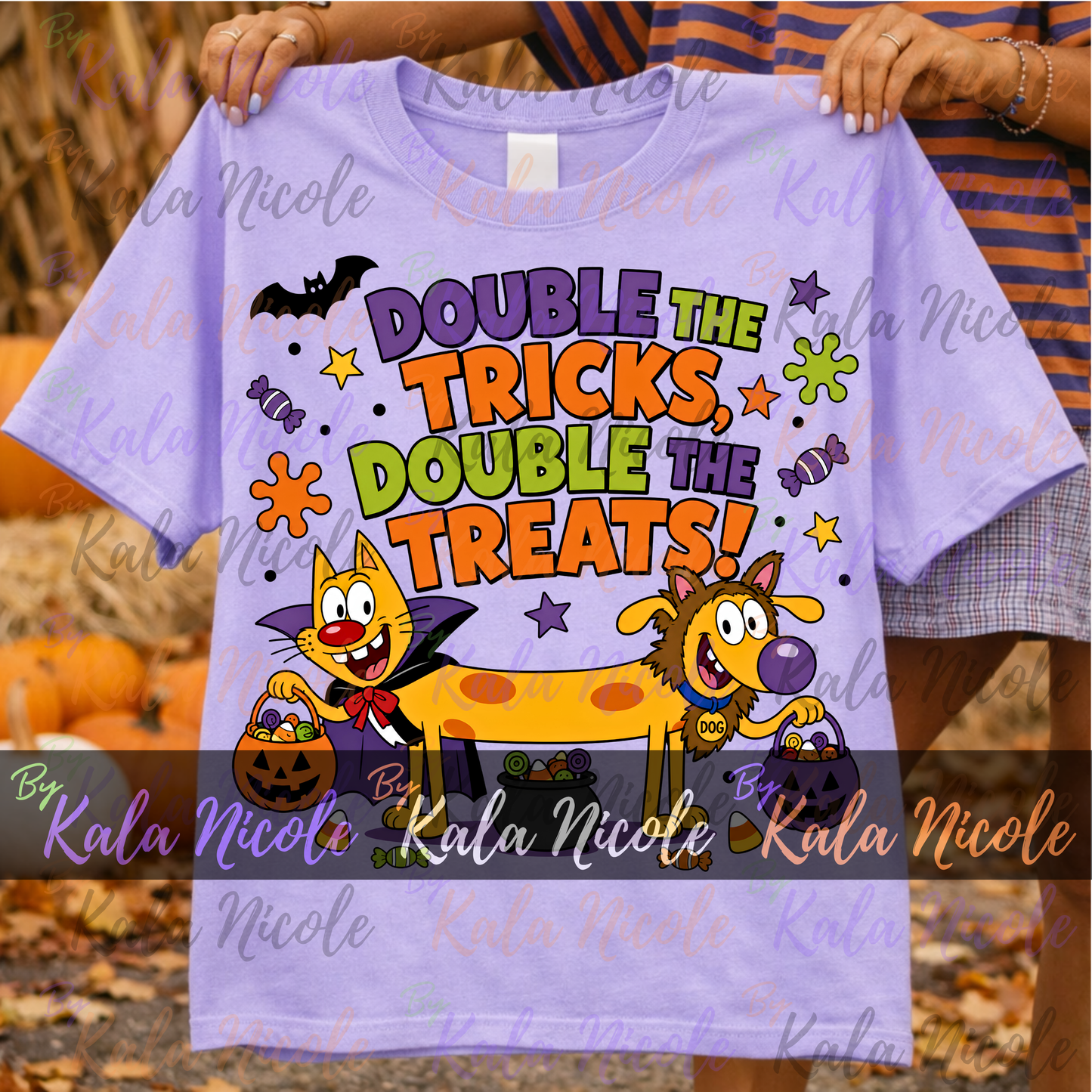 90s Cartoon Double the Treats Halloween PNG