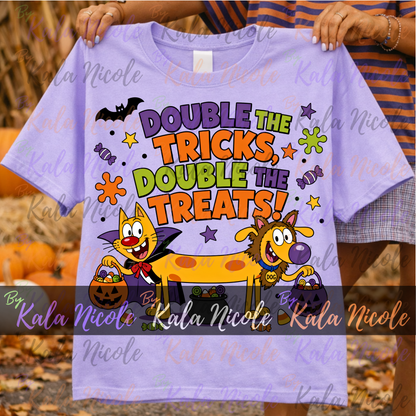 90s Cartoon Double the Treats Halloween PNG