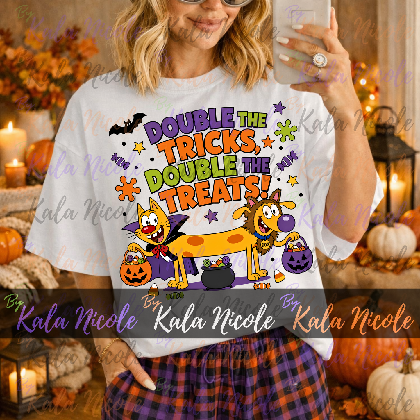 90s Cartoon Double the Treats Halloween PNG