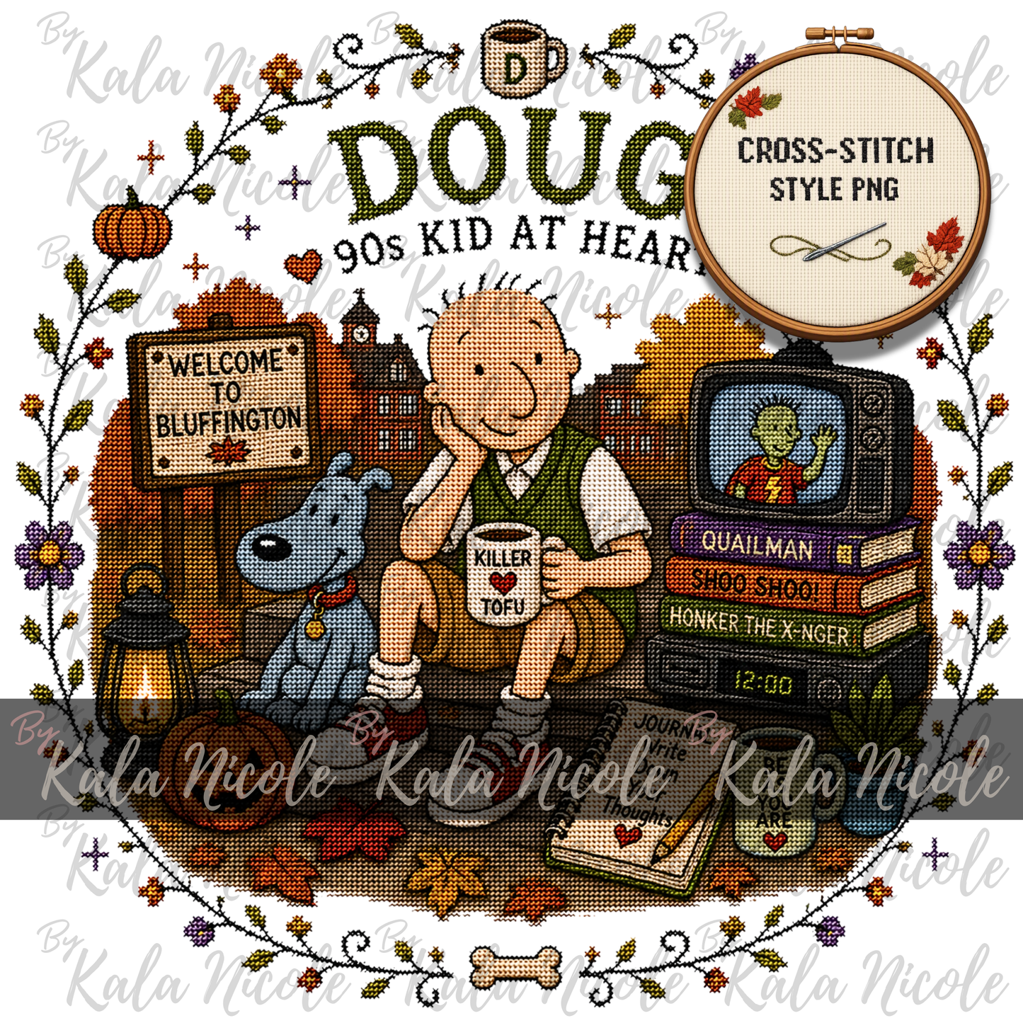 Doug Fall Cross-Stitch PNG | 90s Kid