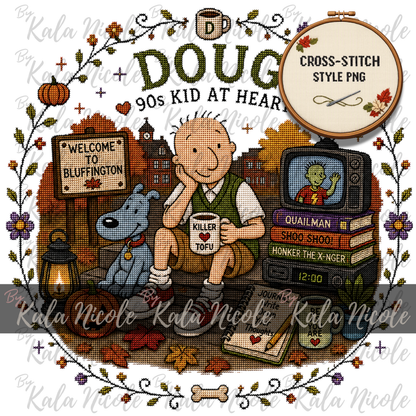 Doug Fall Cross-Stitch PNG | 90s Kid