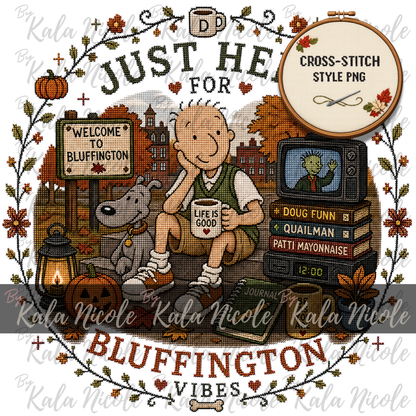 Doug Fall Cross-Stitch PNG | Bluffington Vibes