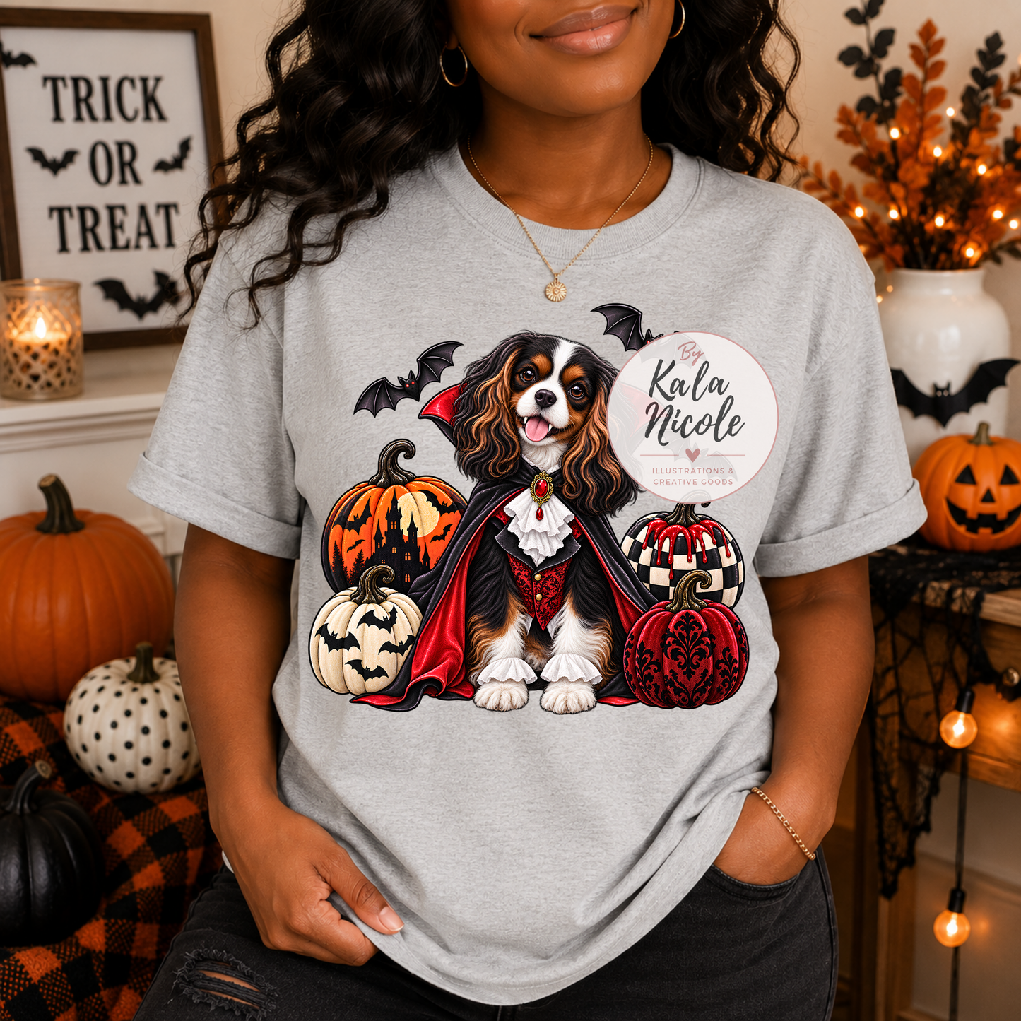 Cavalier King Charles Spaniel Dracula Halloween PNG