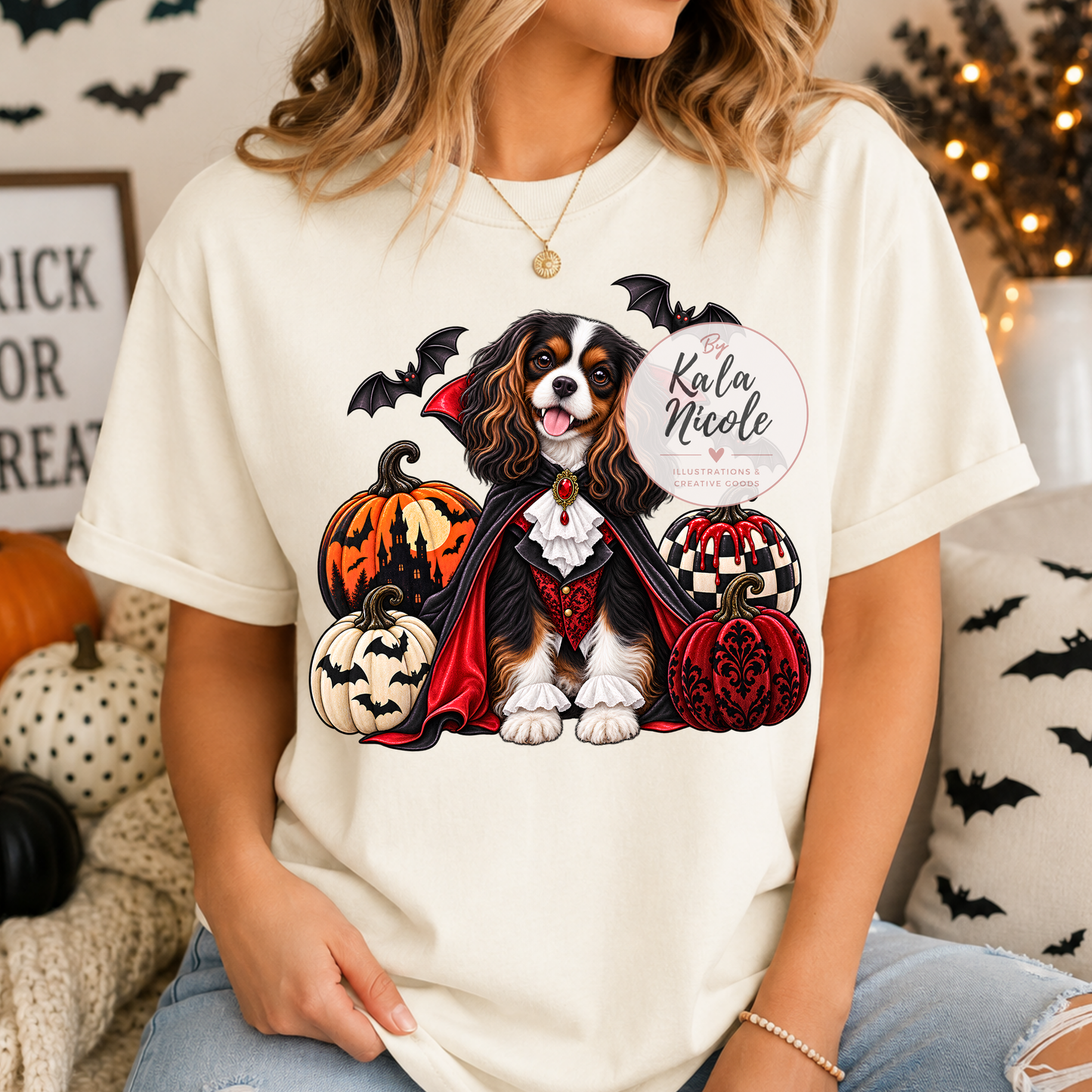 Cavalier King Charles Spaniel Dracula Halloween PNG