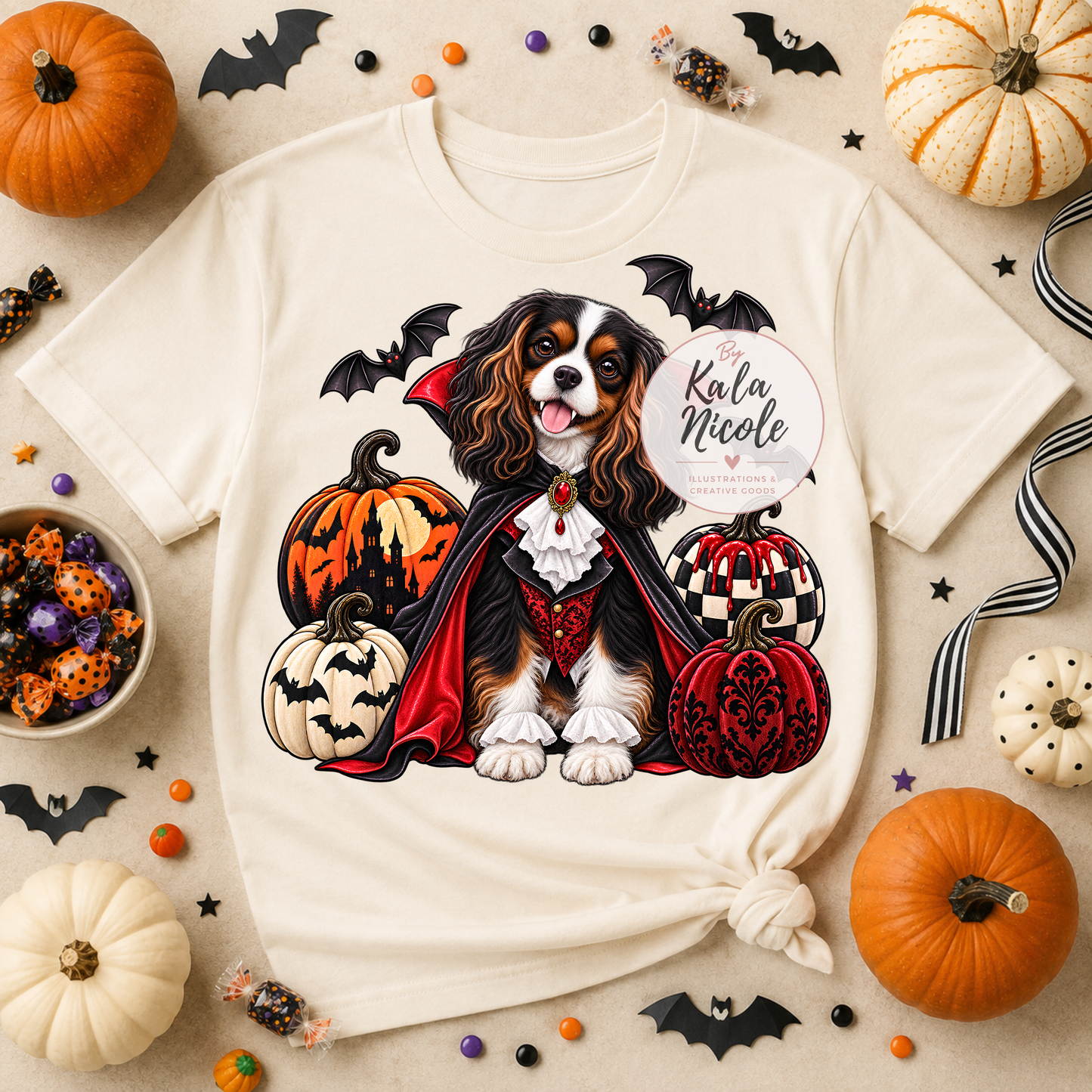 Cavalier King Charles Spaniel Dracula Halloween PNG