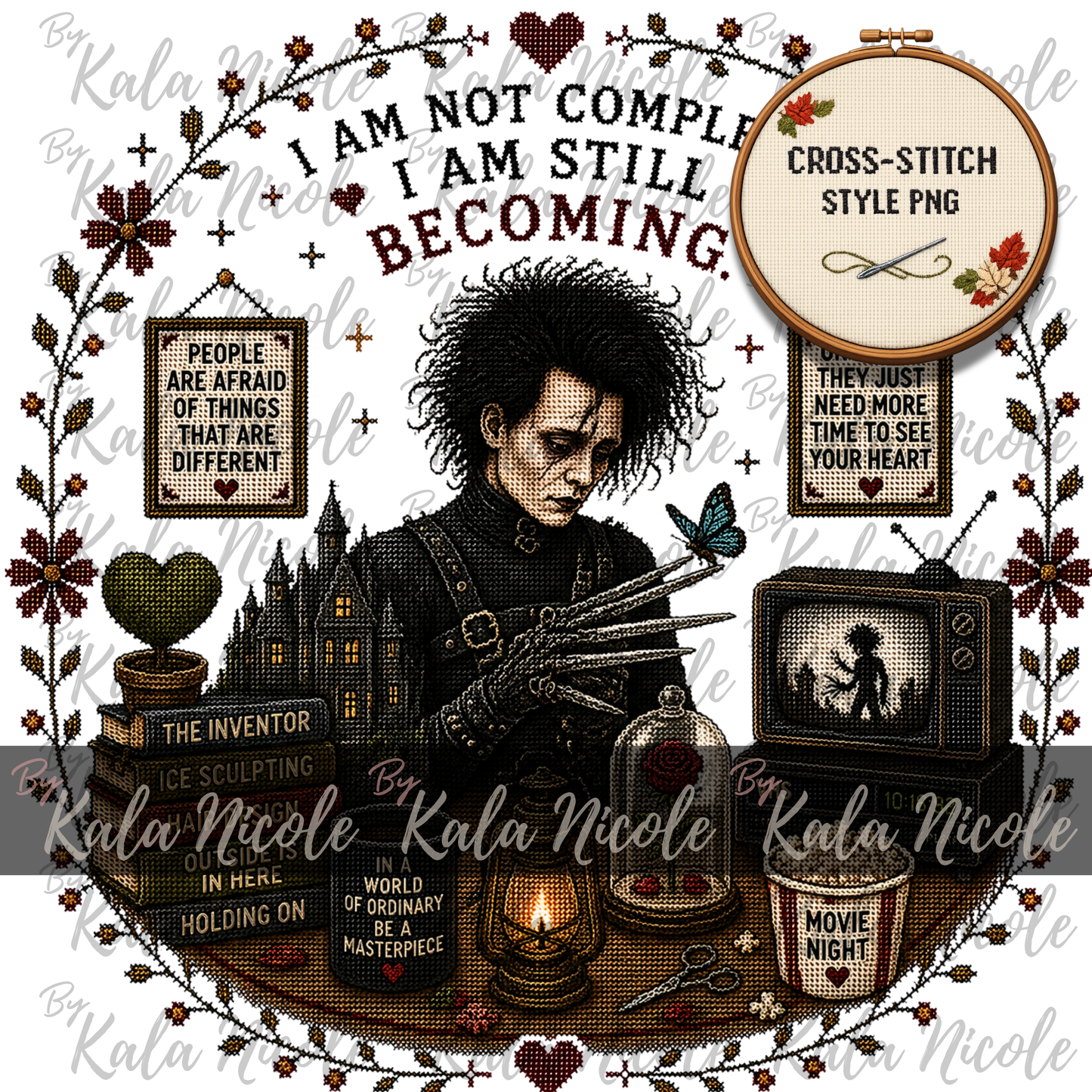 Edward Scissorhands Cross-Stitch PNG | I Am Still Becoming