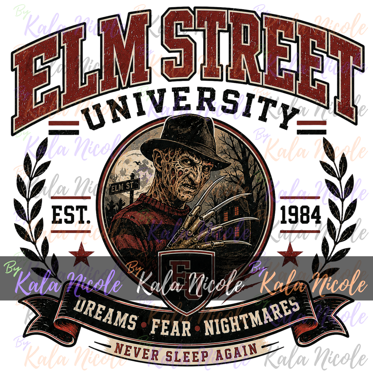 Elm Street University PNG | Vintage College Horror PNG