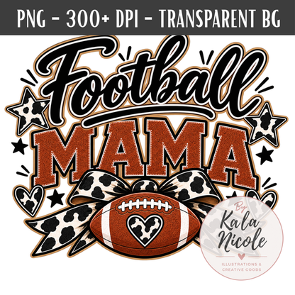 Football Mama Cow Print PNG