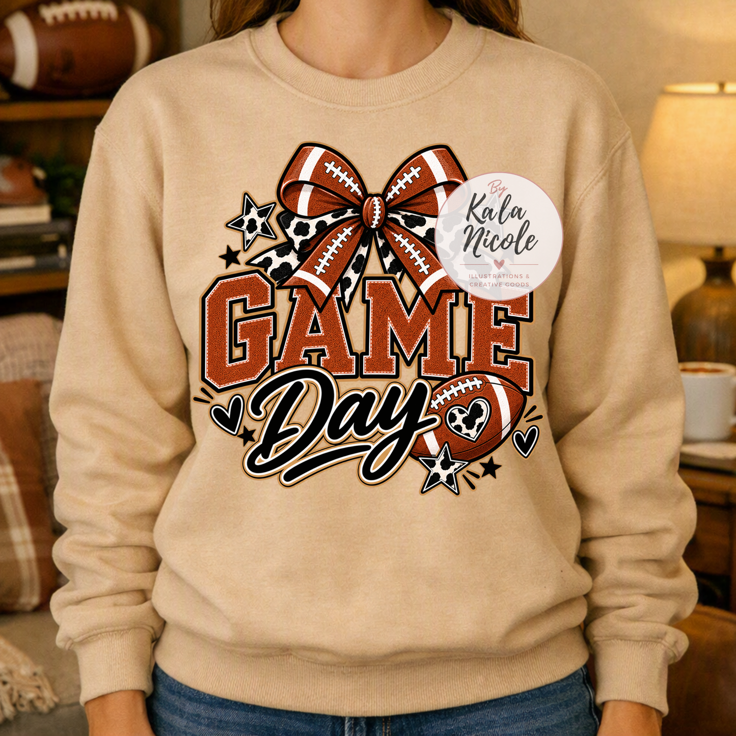 Football Mama Cow Print PNG