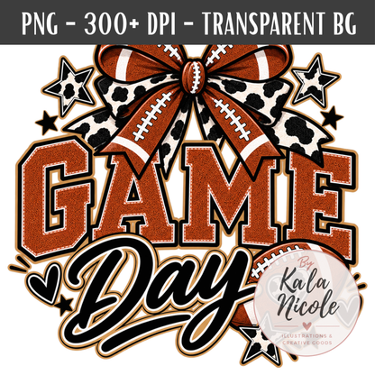 Football Mama Cow Print PNG