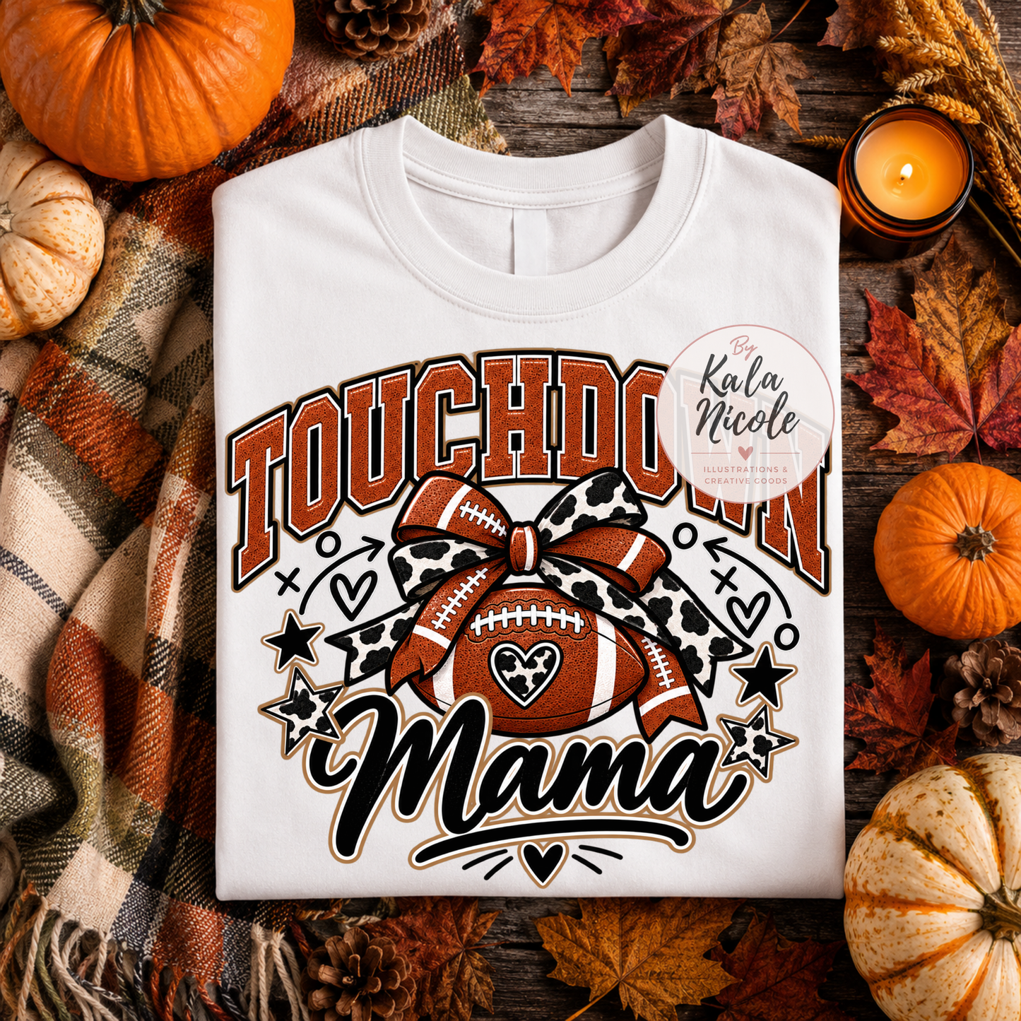 Football Mama Cow Print Touchdown PNG