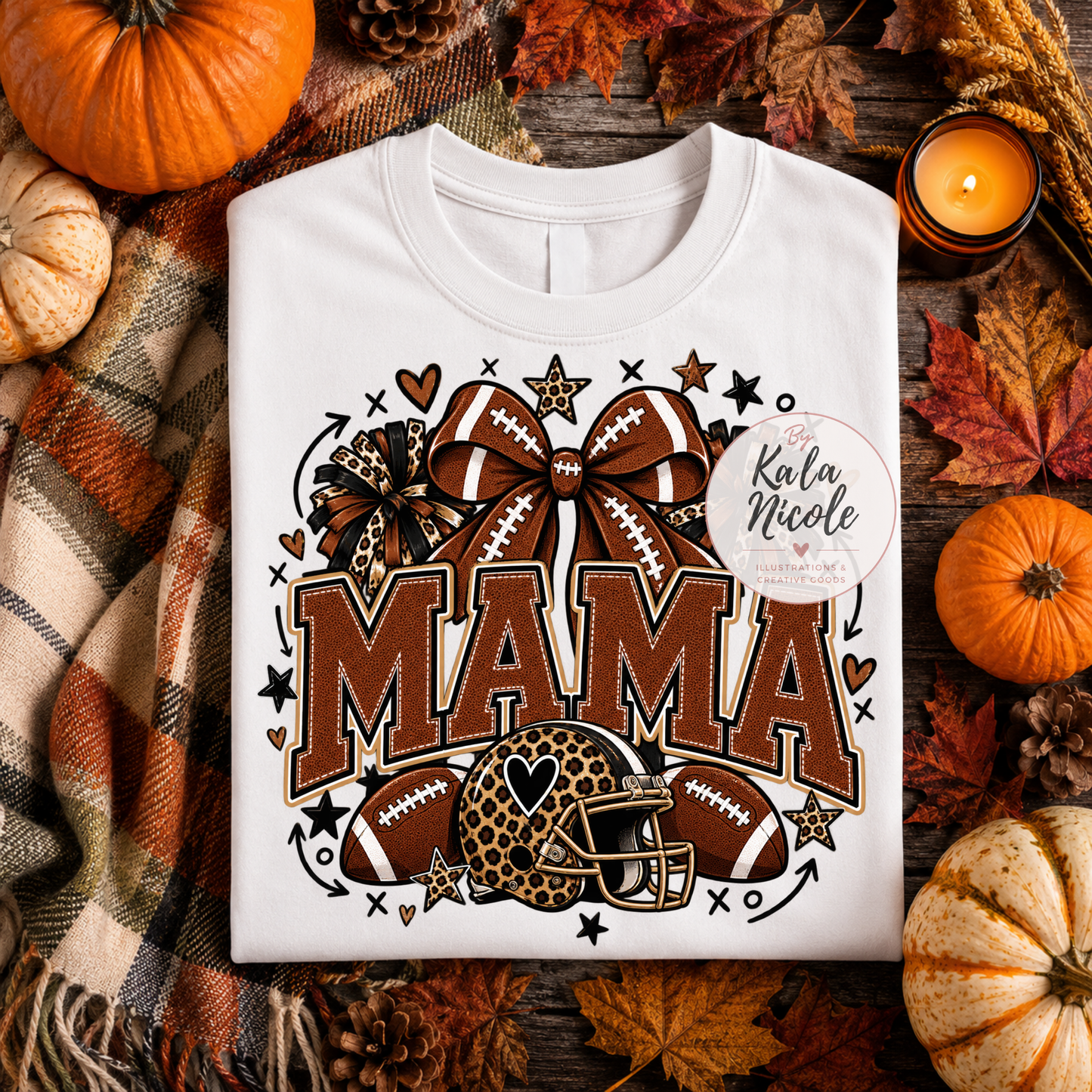 Football Mama Leopard Print PNG