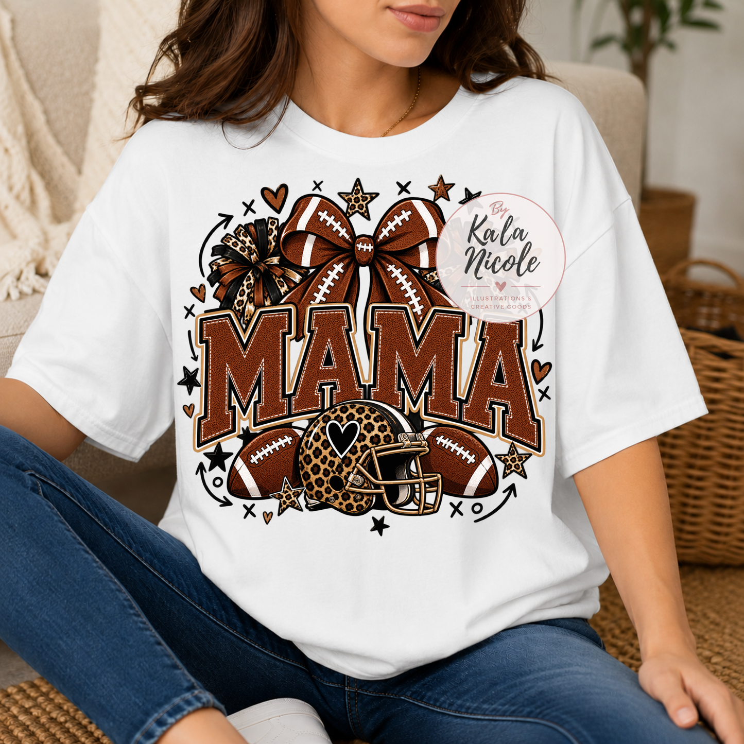 Football Mama Leopard Print PNG