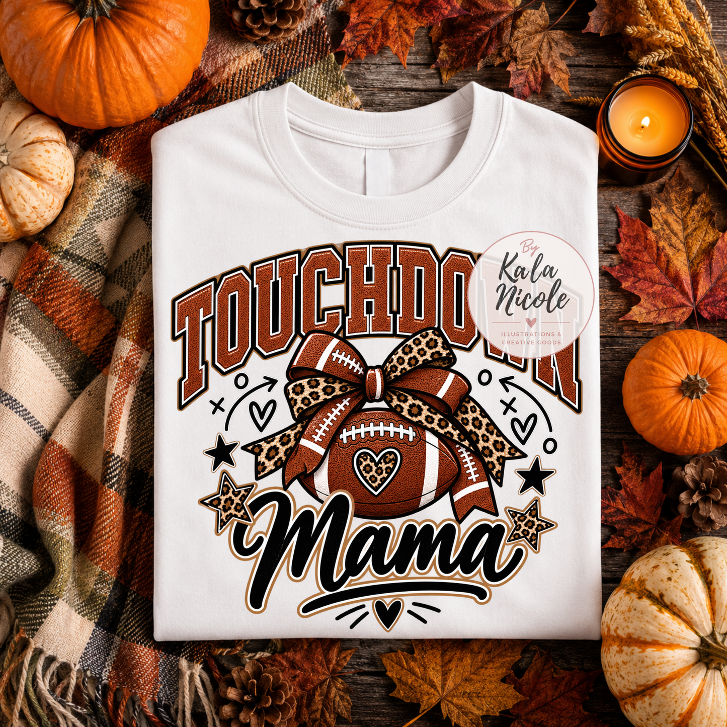 Football Mama Leopard Print Touchdown PNG