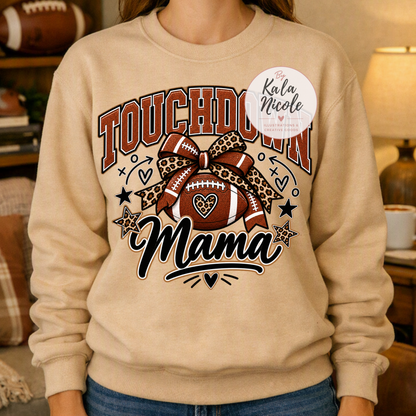 Football Mama Leopard Print Touchdown PNG