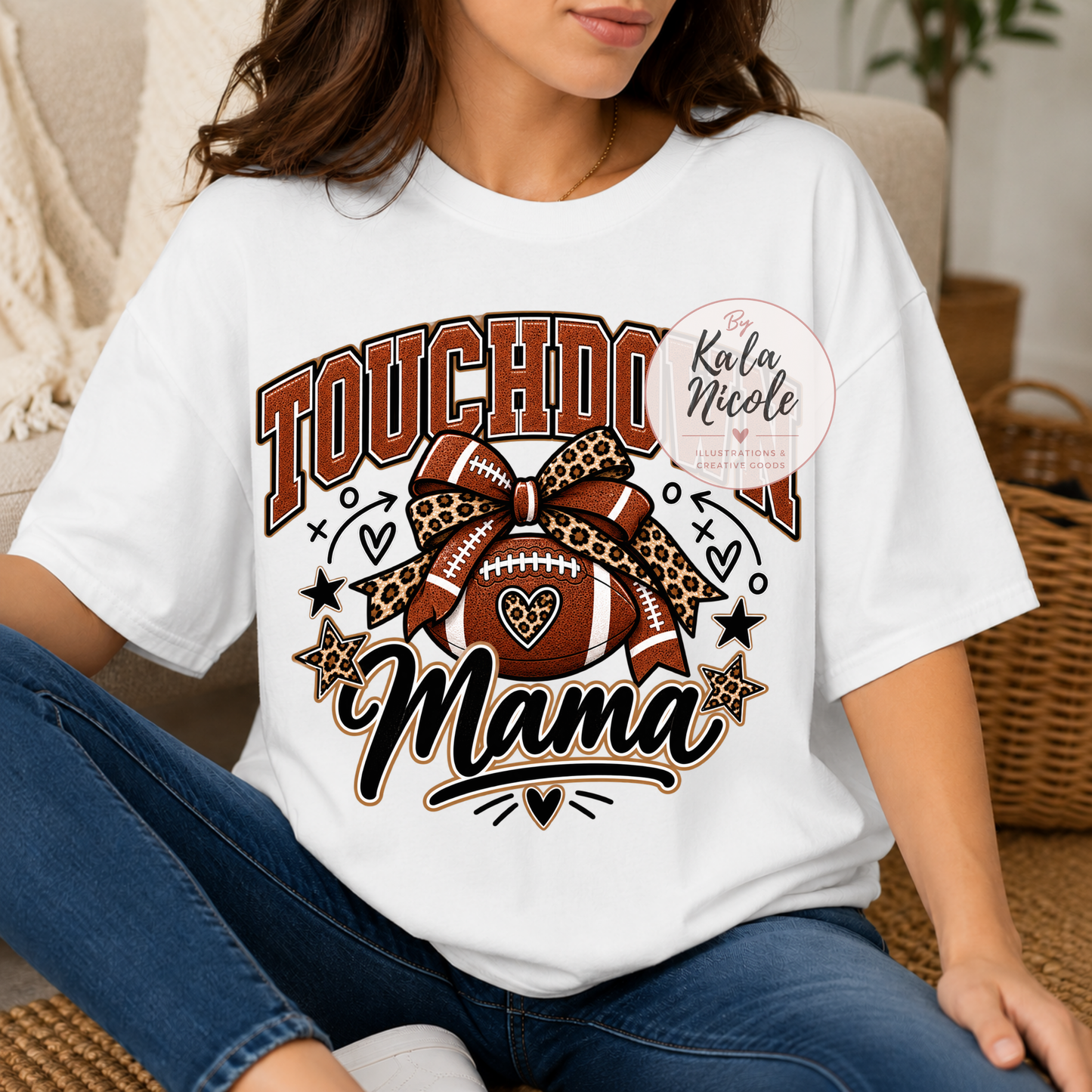Football Mama Leopard Print Touchdown PNG