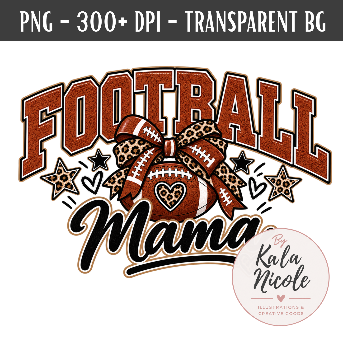 Football Mama Leopard Print PNG