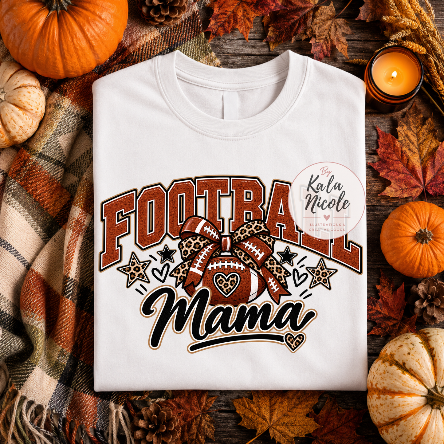 Football Mama Leopard Print PNG