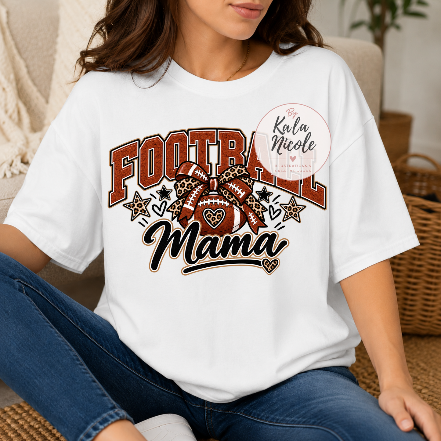 Football Mama Leopard Print PNG