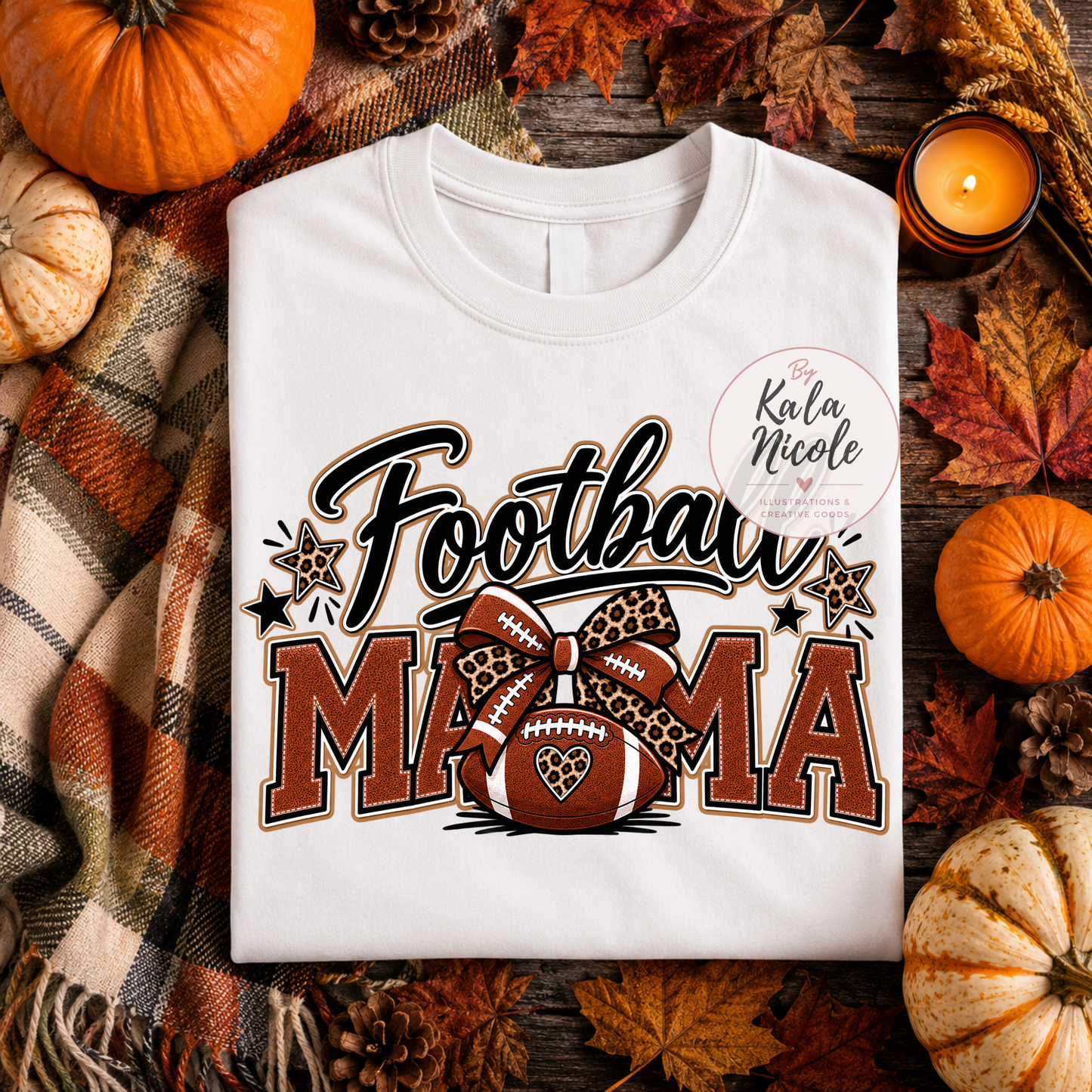 Football Mama Leopard Print PNG