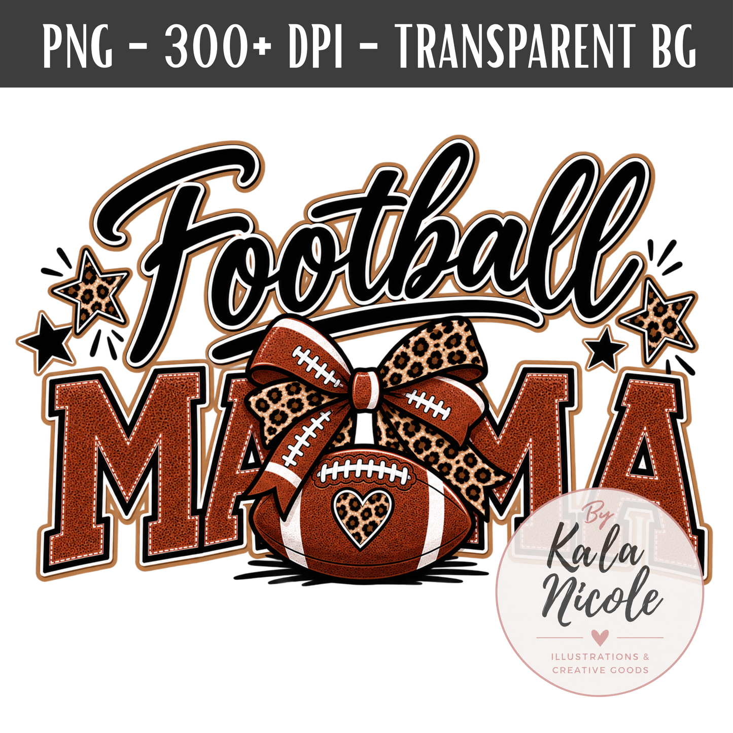 Football Mama Leopard Print PNG