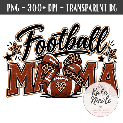 Football Mama Leopard Print PNG