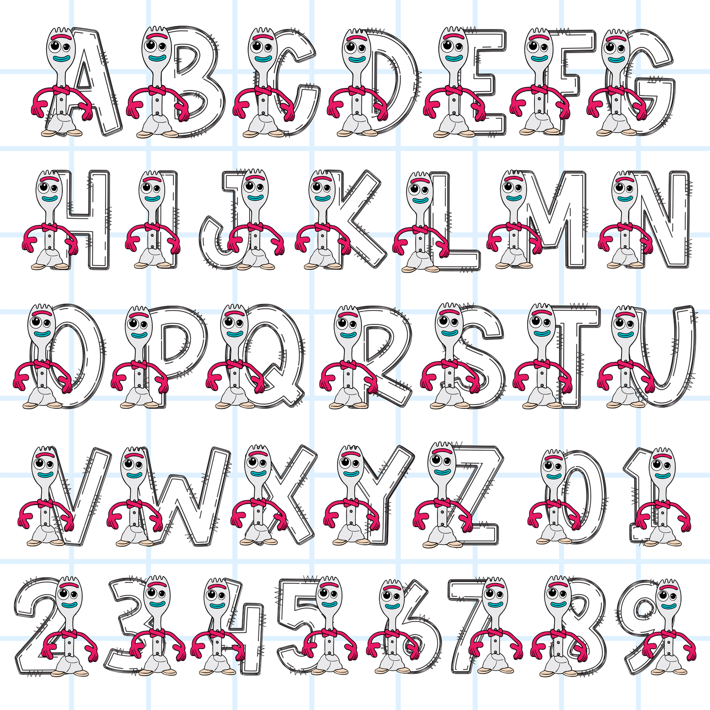 Toy Story Alphabet PNG Bundle | ABC 123