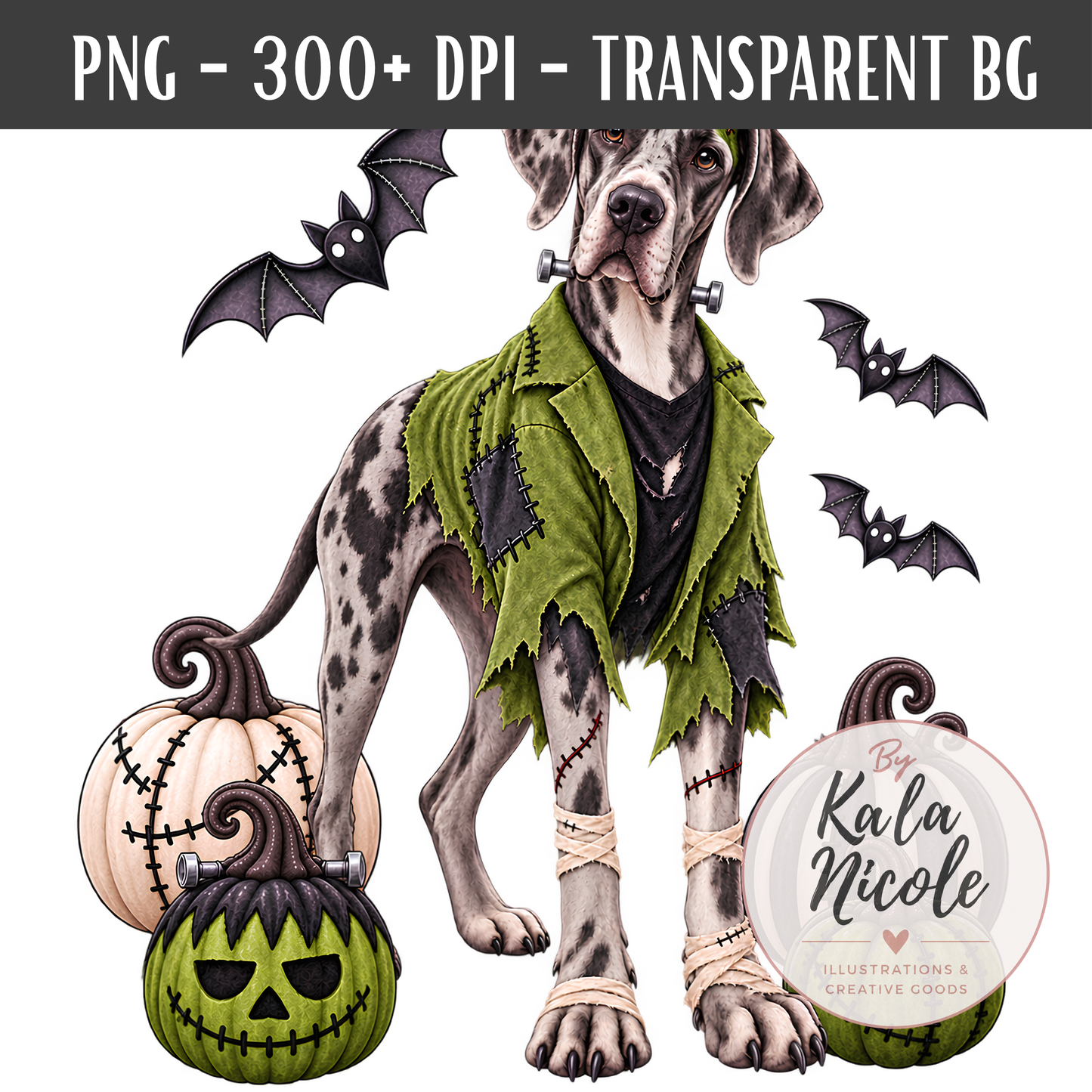 Great Dane Frankenstein Halloween PNG