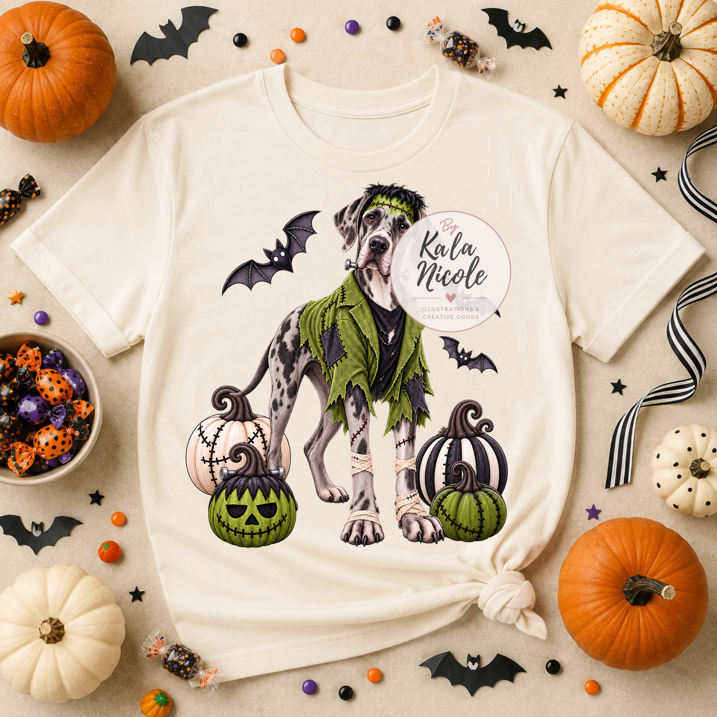 Great Dane Frankenstein Halloween PNG