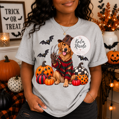 Golden Retriever Freddy Krueger Halloween PNG