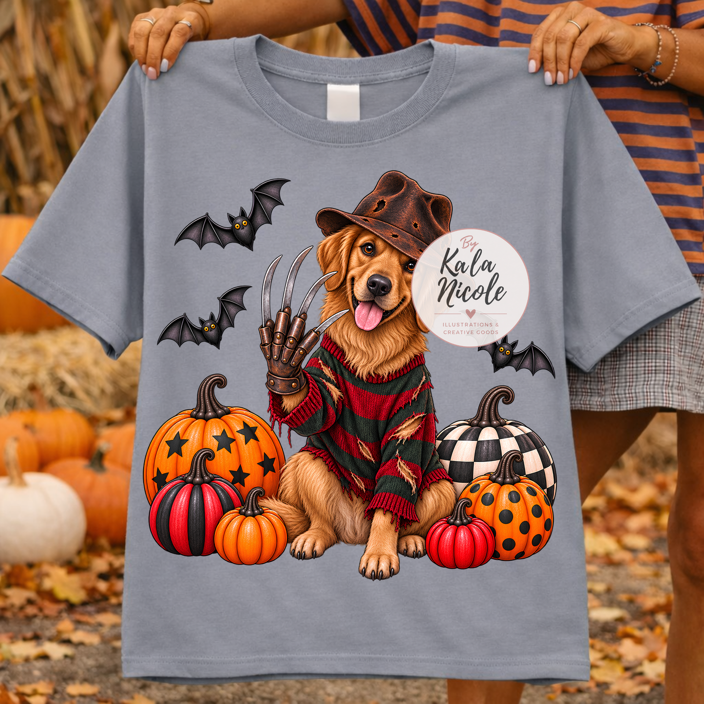 Golden Retriever Freddy Krueger Halloween PNG