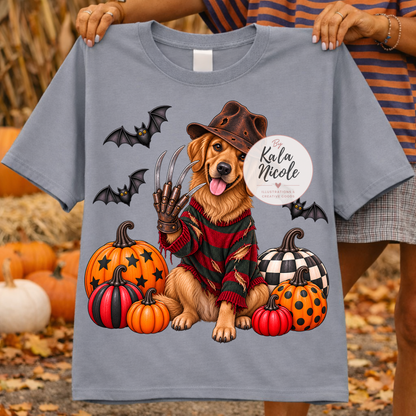 Golden Retriever Freddy Krueger Halloween PNG