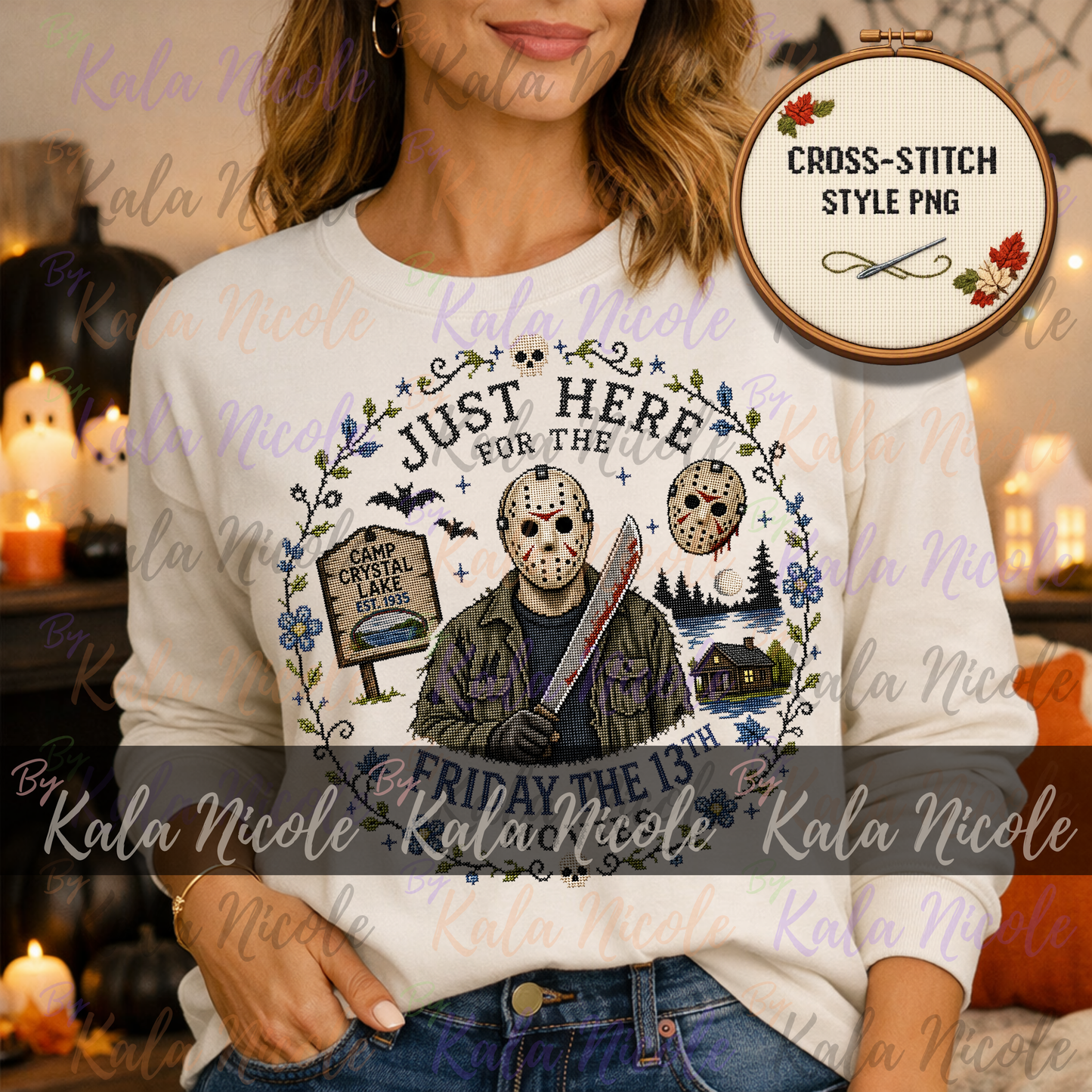 Just Here for the Movies Cross-Stitch PNG | Friday the 13th