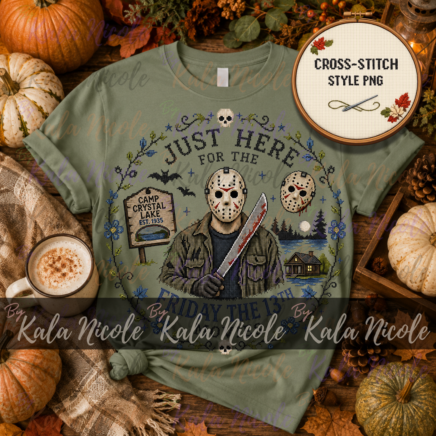 Just Here for the Movies Cross-Stitch PNG | Friday the 13th