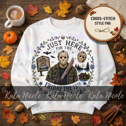 Just Here for the Movies Cross-Stitch PNG | Friday the 13th