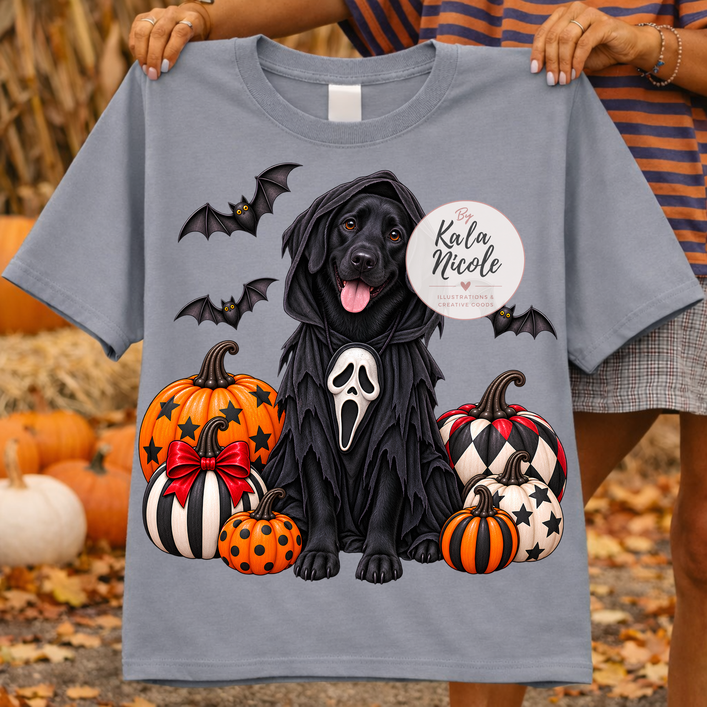 Black Lab Ghostface Scream Halloween PNG