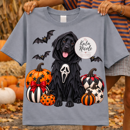 Black Lab Ghostface Scream Halloween PNG