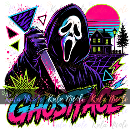 80s Neon Horror PNG | Ghost Mask Slasher PNG