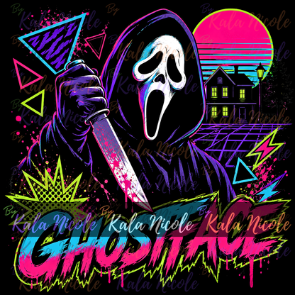 80s Neon Horror PNG | Ghost Mask Slasher PNG