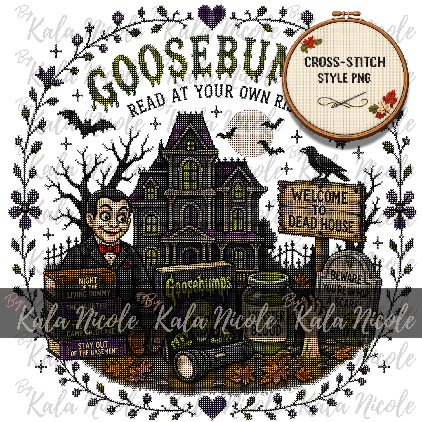 Goosebumps Cross-Stitch PNG | Read At Your Own Risk