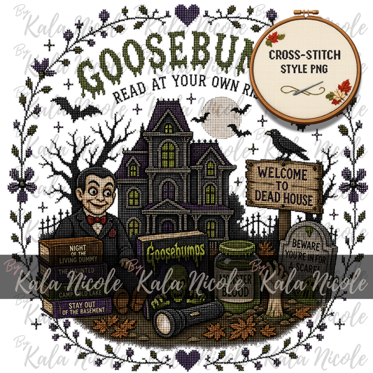 Goosebumps Cross-Stitch PNG | Read At Your Own Risk
