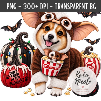 Corgi Gizmo Gremlins Halloween PNG