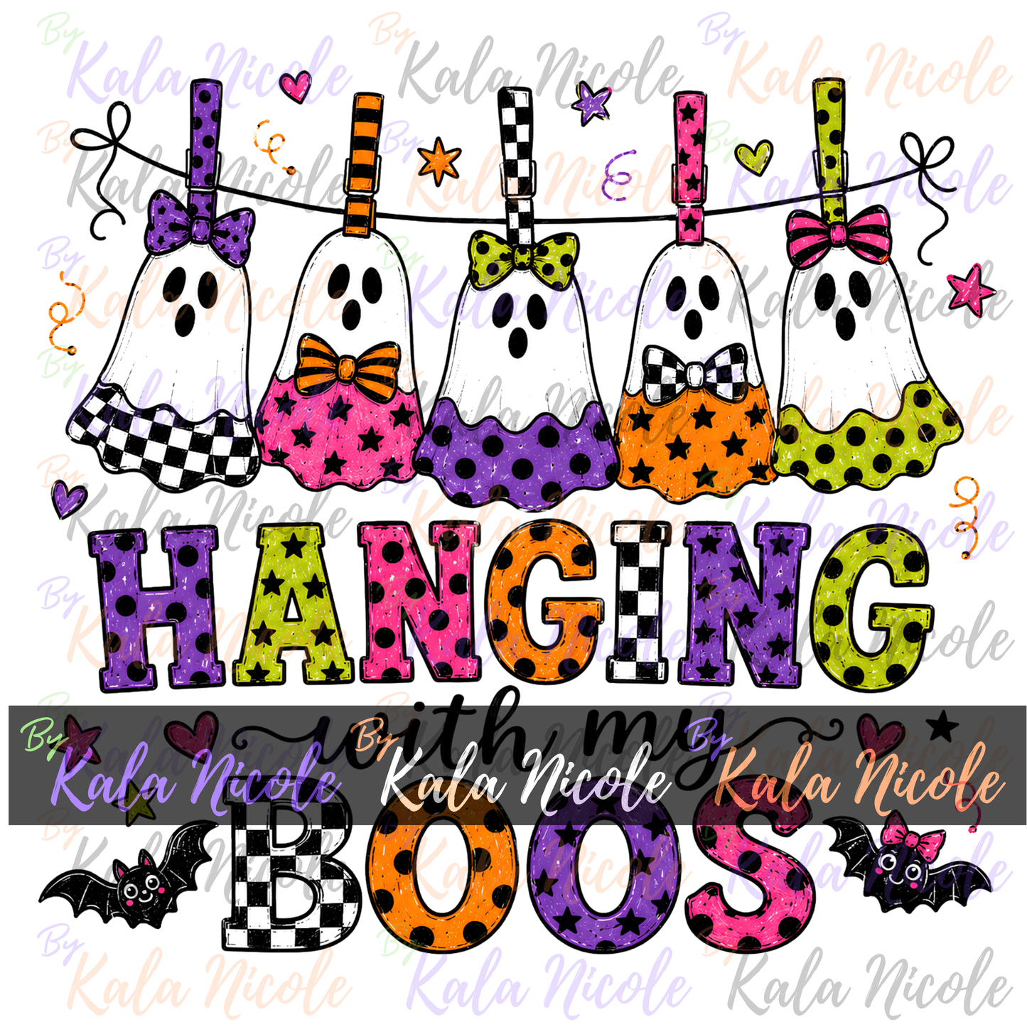 Hanging With My Boos PNG Bundle | Trendy Halloween PNG | Fall PNG | Cute Ghost Clipart (Digital Download)