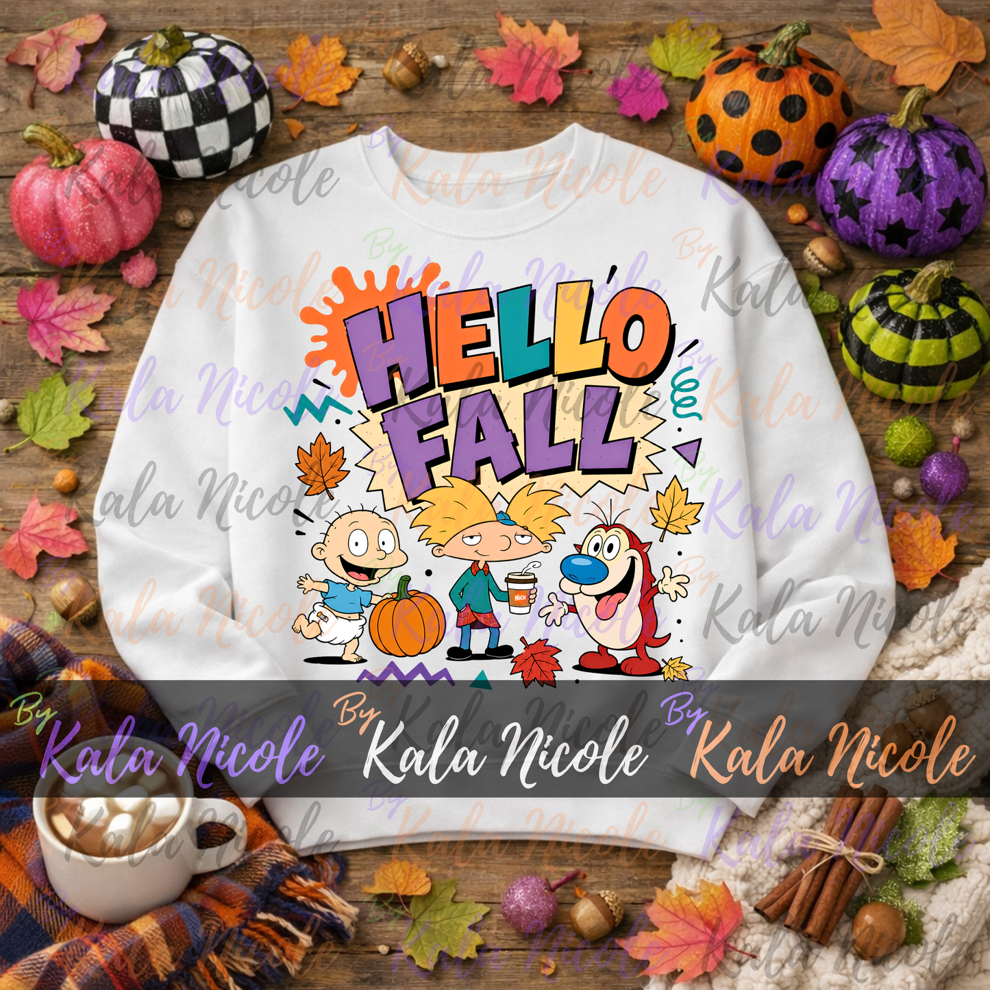90s Cartoon Hello Fall PNG