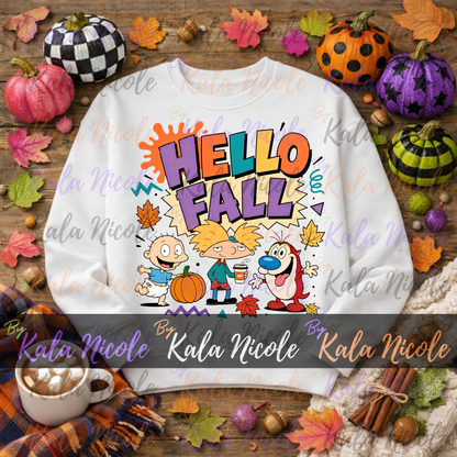 90s Cartoon Hello Fall PNG