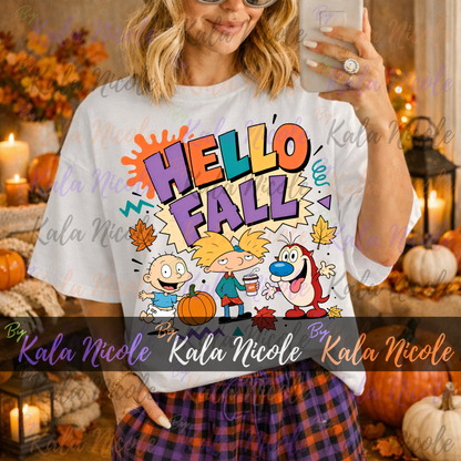 90s Cartoon Hello Fall PNG