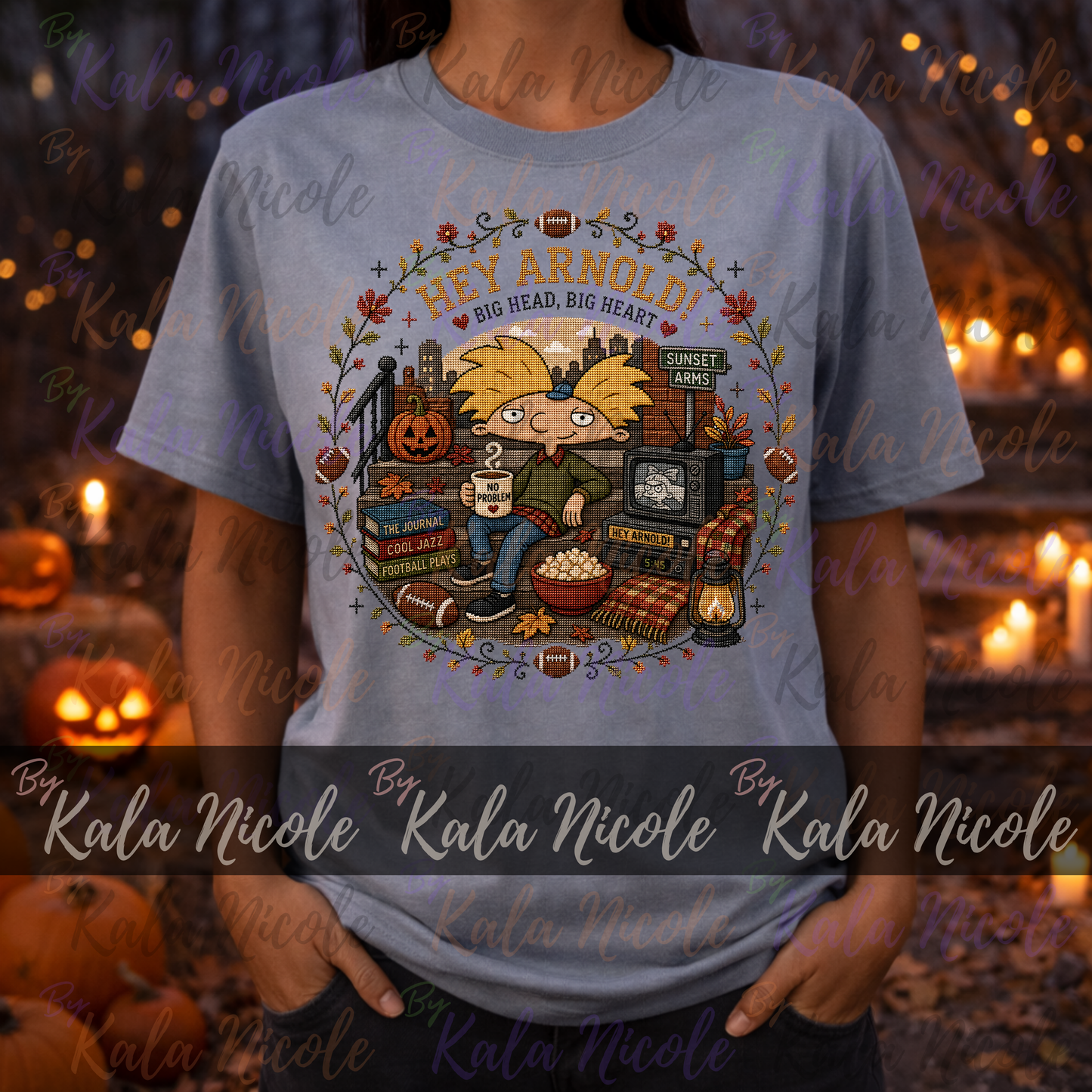 Hey Arnold Fall Cross-Stitch PNG | Big Head Big Heart