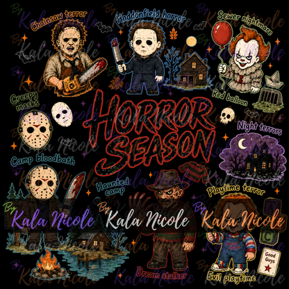 Horror Season Doodle PNG Bundle | Trendy Halloween PNG | Horror Movie Clipart (Digital Download)