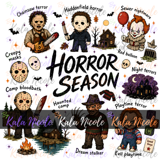Horror Season Doodle PNG Bundle | Trendy Halloween PNG | Horror Movie Clipart (Digital Download)